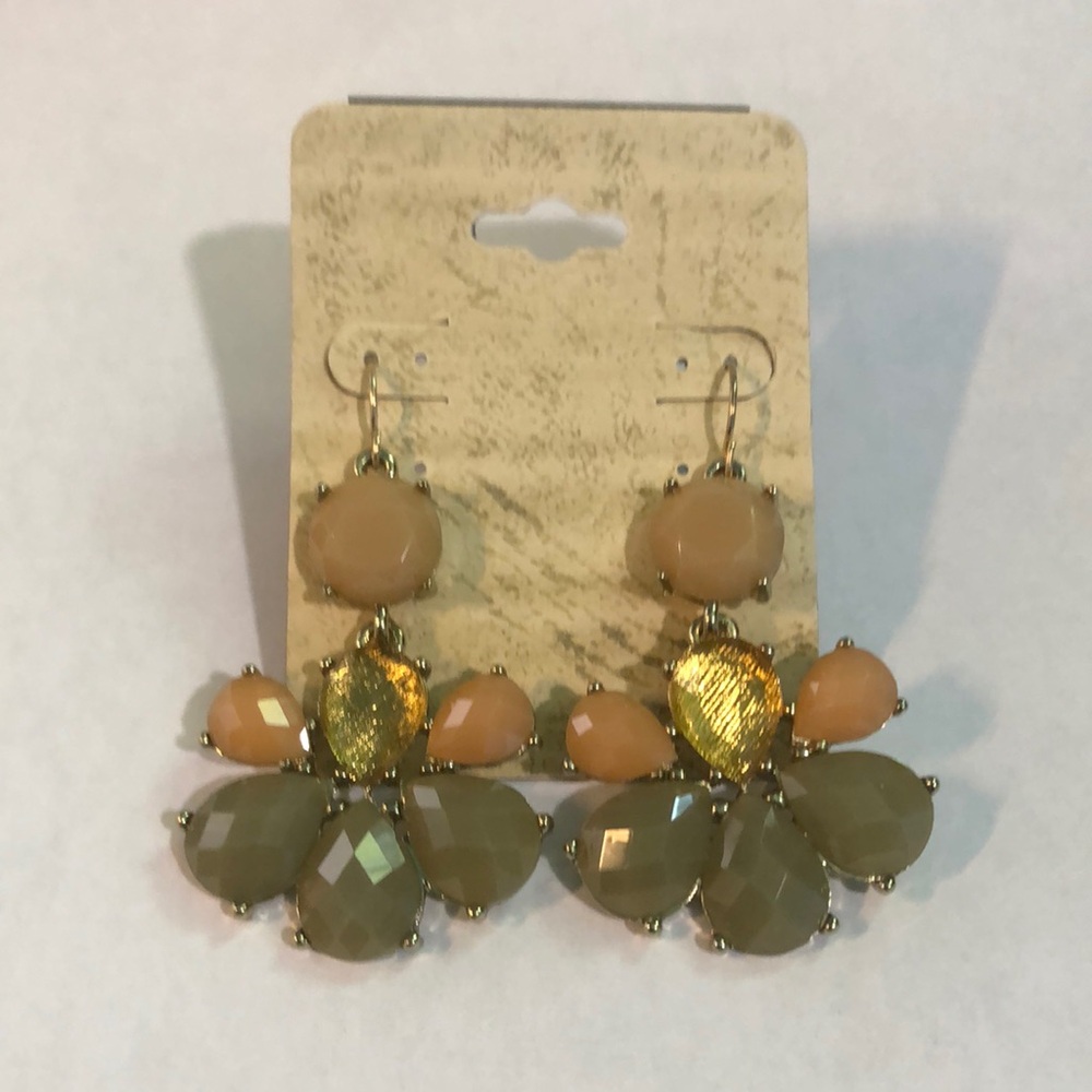New cream,green and gold Dangle Earrings